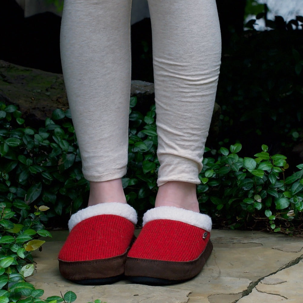 Red mule slippers hot sale